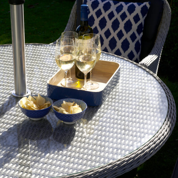 Bramblecrest Monterey 4 Seat 120cm Round Table Set with Parasol  - Dove Grey - Image 2