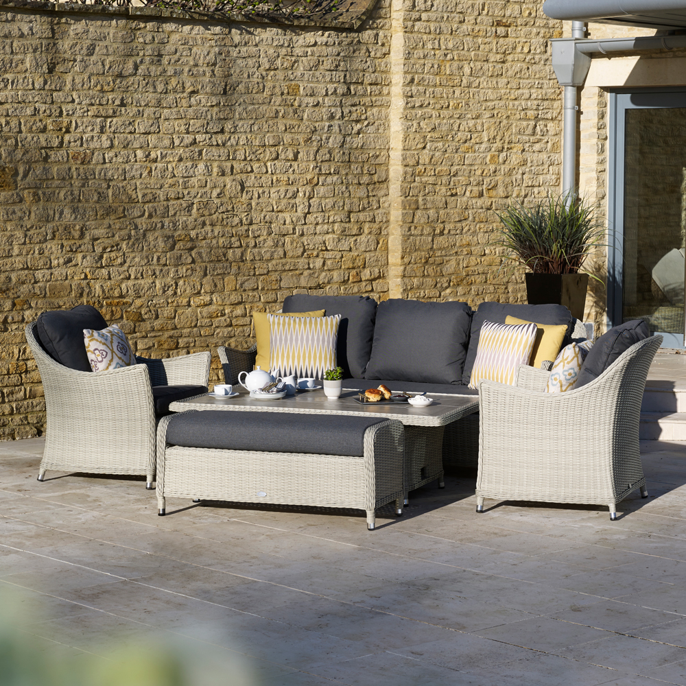 Bramblecrest Monterey 3 Seat Sofa, 2 Sofa Armchairs & Adjustable Rectangle Dining Table Set - Dove Grey - Image 2