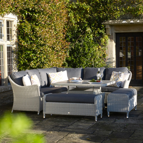 Bramblecrest Monterey Square Corner Sofa Set with Adjustable Casual Dining Table - Dove Grey
