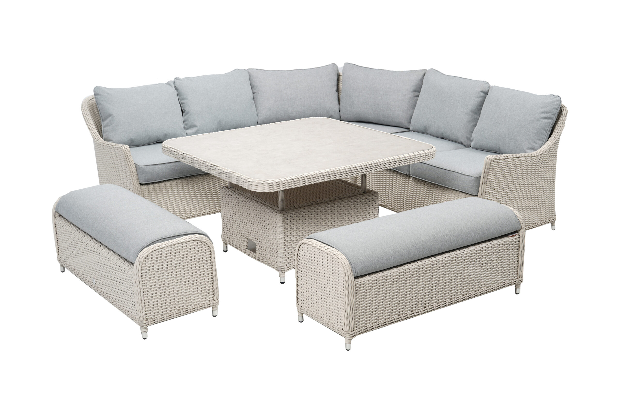 Woodlodge Garden Living Antigua Curved Corner Lounge Set Pearl/Ash Grey