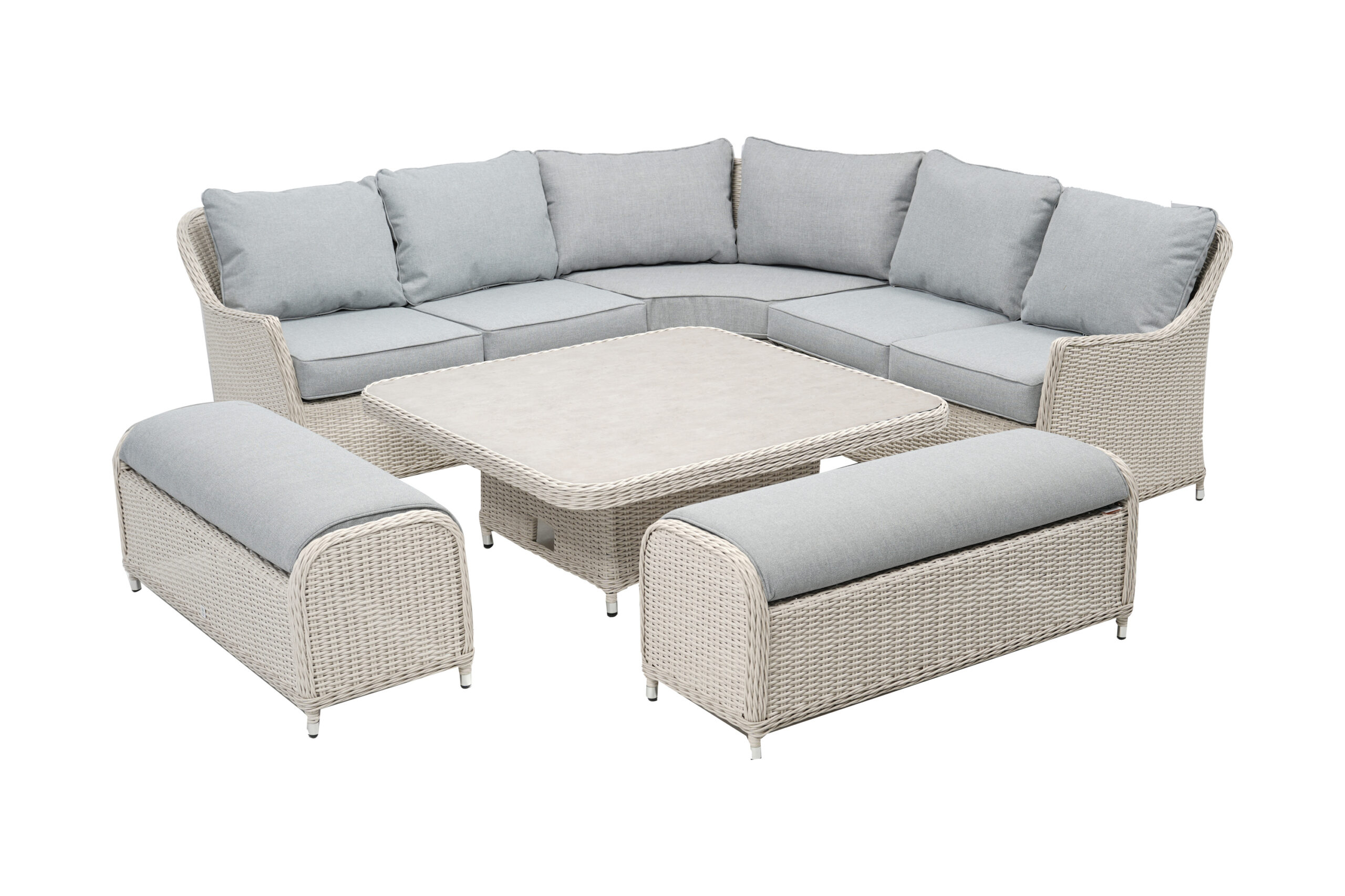 Woodlodge Garden Living Antigua Curved Corner Lounge Set Pearl/Ash Grey - Image 2