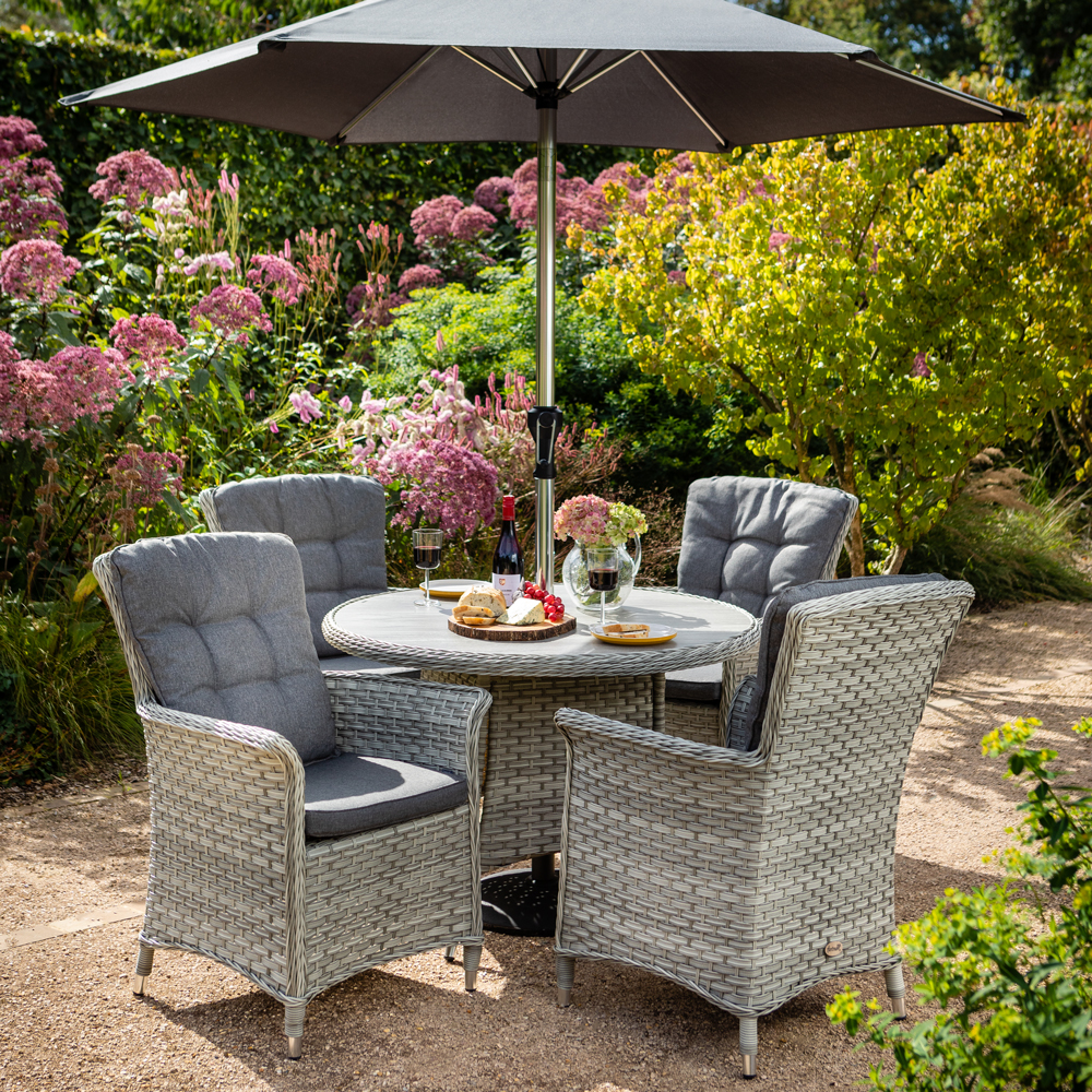 4 seater garden dining online set with parasol
