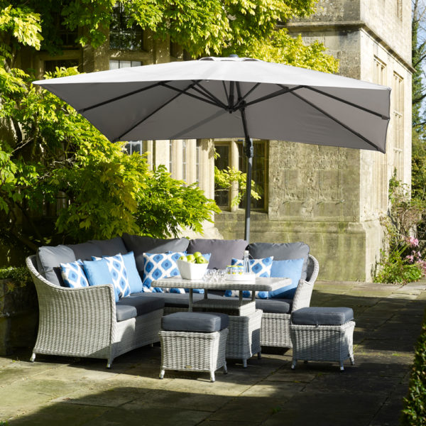 Bramblecrest Lichfield 2.7m Square Side Post Parasol with Granite Base & Cover - Grey