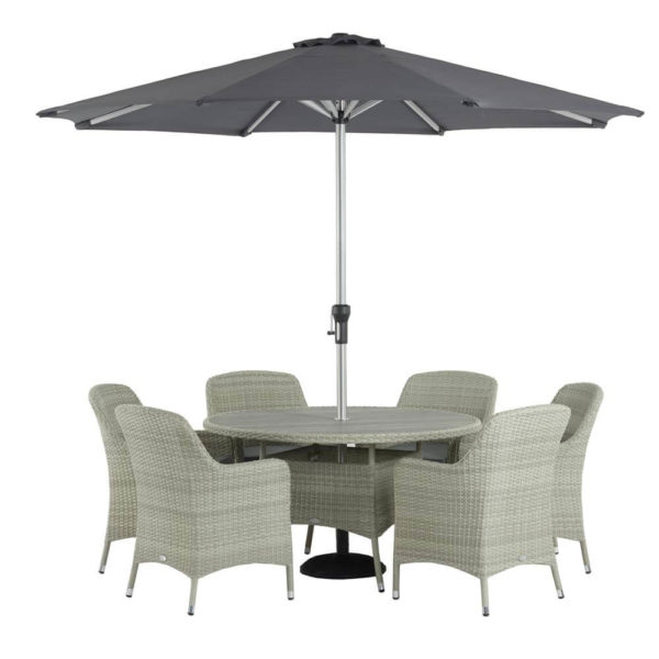 Bramblecrest Tetbury Cloud Rattan 6 Seat Round Dining Set, Parasol & Base - Image 4