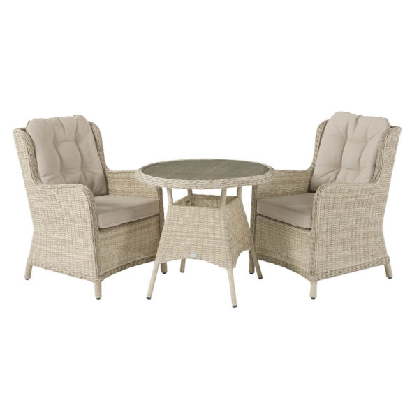 Bramblecrest Chedworth Sandstone Rattan Round Bistro Set - Image 3