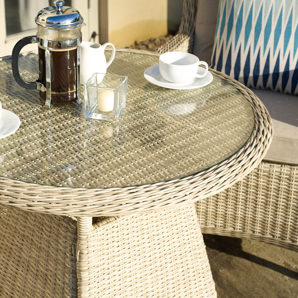 Bramblecrest Chedworth Sandstone Rattan Round Bistro Set - Image 2