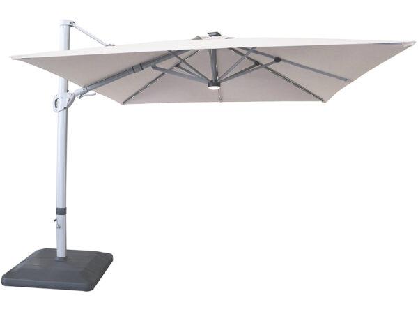 Hartman 3m Square Caribbean Square Cantilever Parasol with Lights and Base - Dove