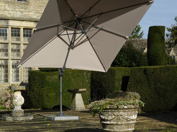 Bramblecrest Lichfield Sand 2.7 x 2.7m Square Cantilever Parasol & Cover - With Base - Image 3
