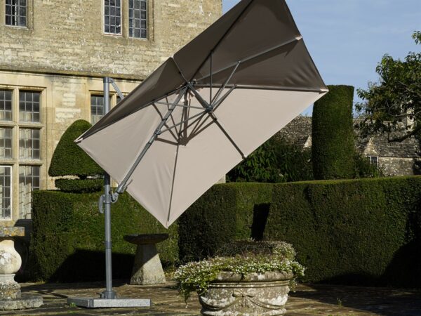Bramblecrest Lichfield Sand 2.7 x 2.7m Square Cantilever Parasol & Cover - With Base