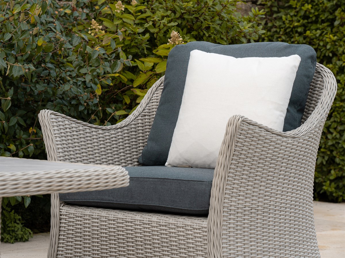 Bramblecrest Monterey Dove Grey Rattan 3 Seater Sofa with Dual Height Rectangle Table 2 Armchairs Bench